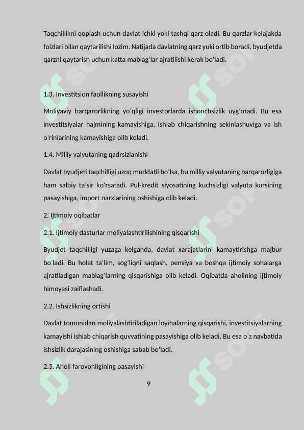 Byudjet taqchilligi uni bartaraf etish yoʻllari kurs ishi 8