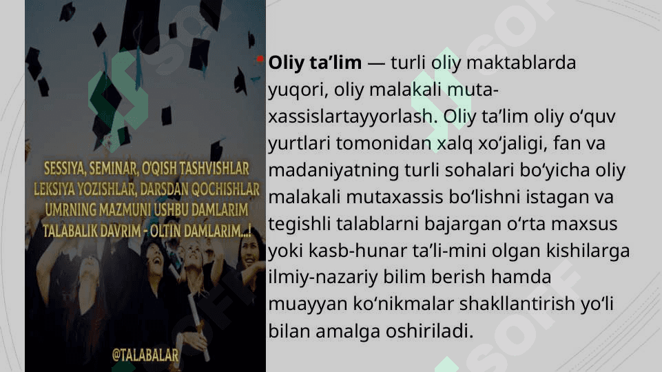 Oliy ta’lim va Oliy ta’limdan keyingi ta’lim 2