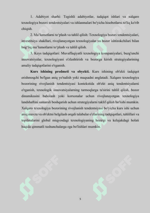 Xalqaro texnologiya bozorining rivojlanish tendensiyasi 5