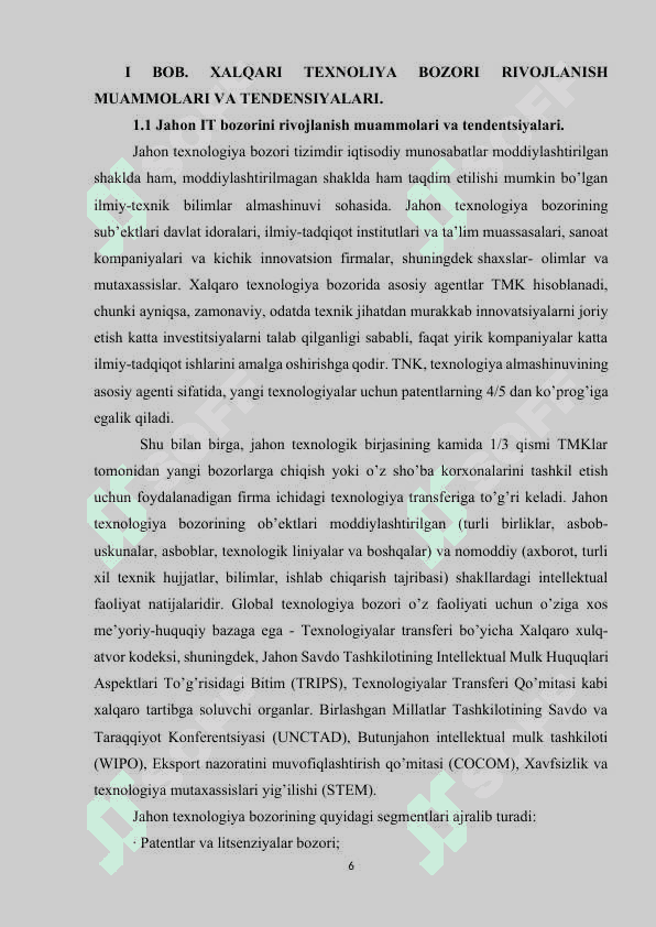 Xalqaro texnologiya bozorining rivojlanish tendensiyasi 6