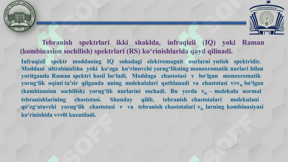 Raman spektroskopiyasiga doir masalalar yechish 3