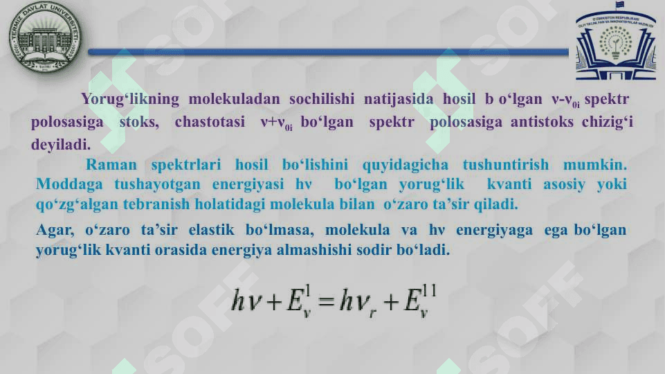 Raman spektroskopiyasiga doir masalalar yechish 4