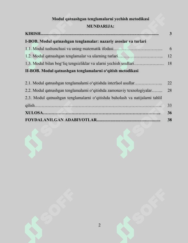 Modul qatnashgan tenglamalarni yechish metodikasi 2