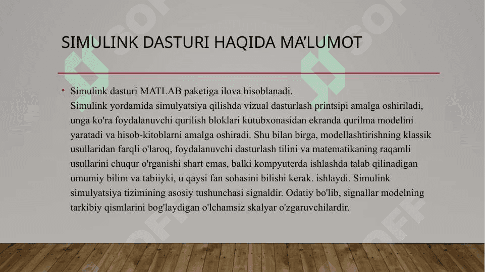 Simulink qism dasturidagi bloklarning xususiyatlari 3