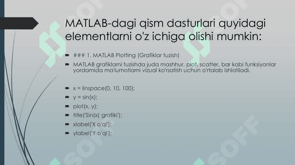 MATLAB dasturiy paketidagu qism dasturlar 4