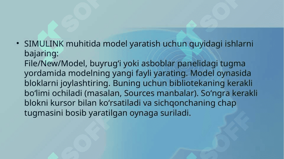 Simulink qism dasturida boshqarish sistemalarini modellashtirish 3