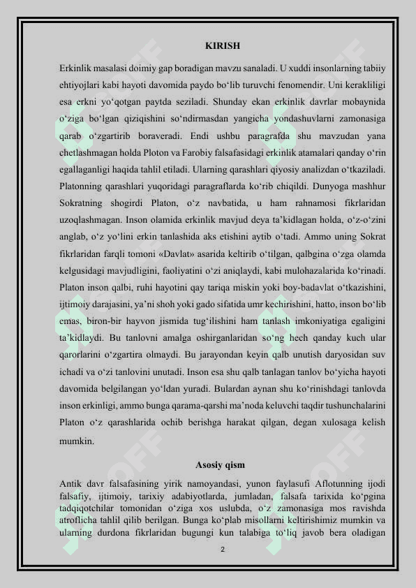 Platon va uning falsafiy qarashlari to’g’risida. 2