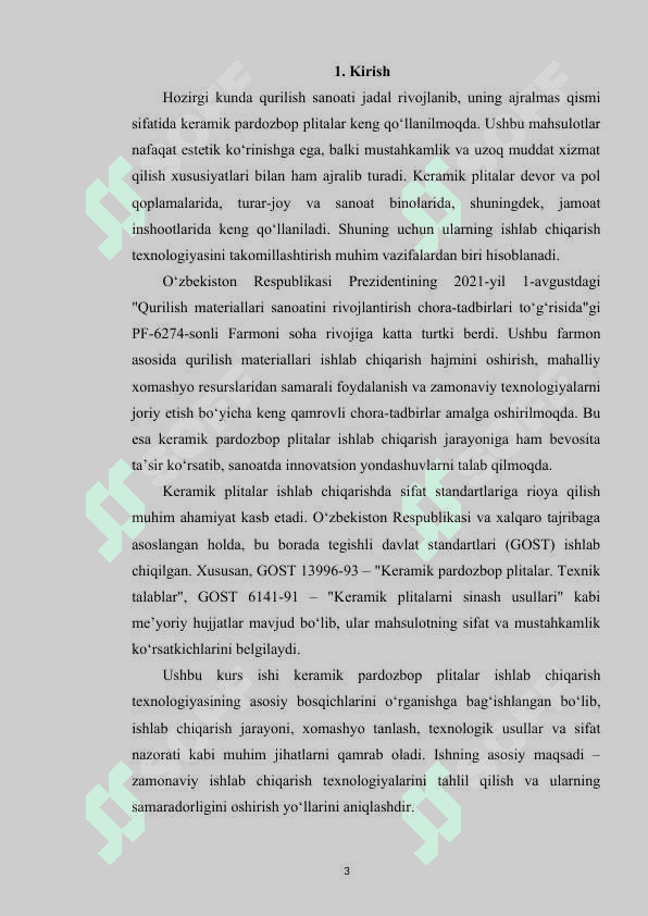 Keramik pardozbop plitkalar ishlab chiqarish texnologiyasi” 3