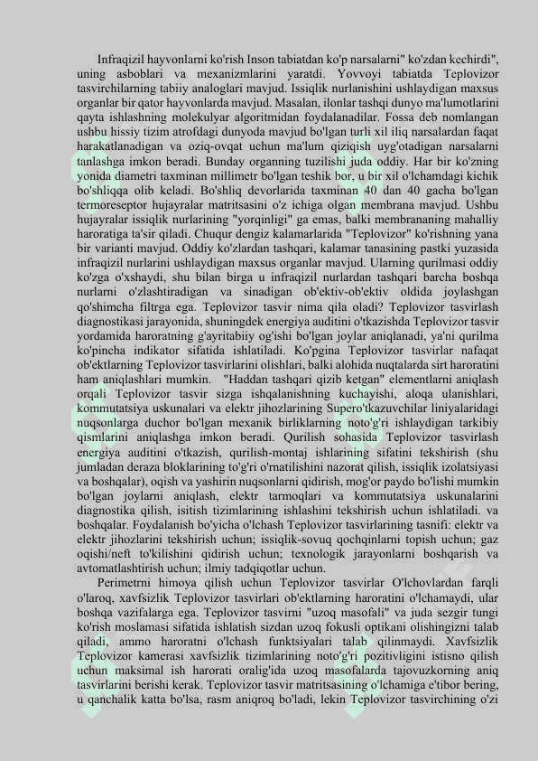 TEPLOVIZORNING  ISH JARAYONINI O‘RGANISH 3