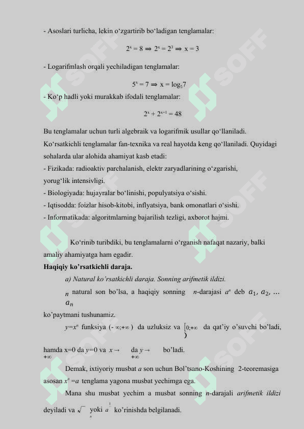Ko’rsatkichli tenglamalar yechish metodikasi 6