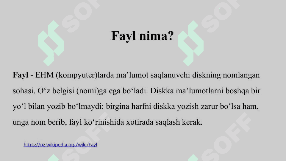 Fayllar bilan ishlash. Matn fayl bilan ishlash sinflari 2