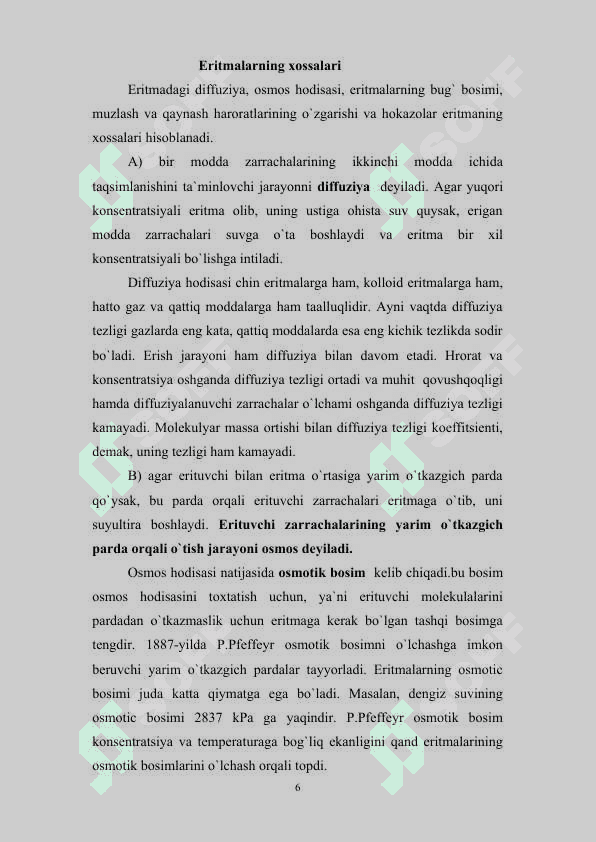 Eritmalarning muzlash harorati. Krioskopiya 6