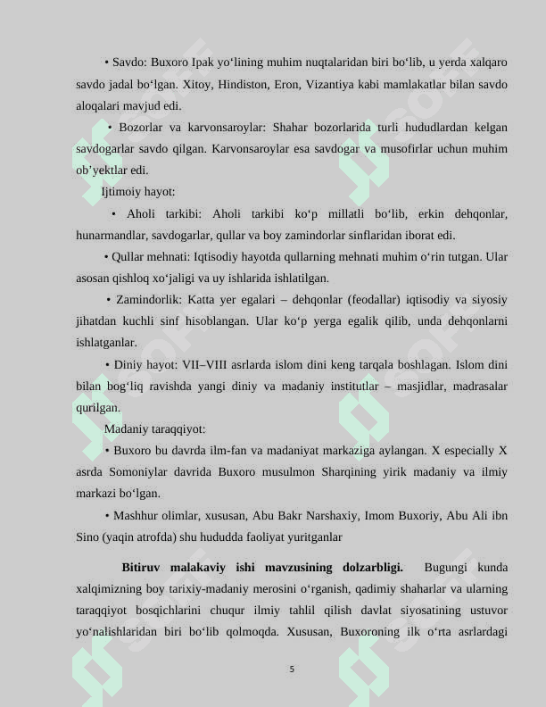 BUXORONING ILK OʻRTA ASRLAR IJTIMOIY-IQTISODIY
HAYOTI. 3