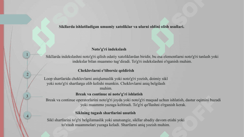 Pythonda for va while sikllari. break va continue operatorlari. else sehrli so‘zi 23.pptx 7
