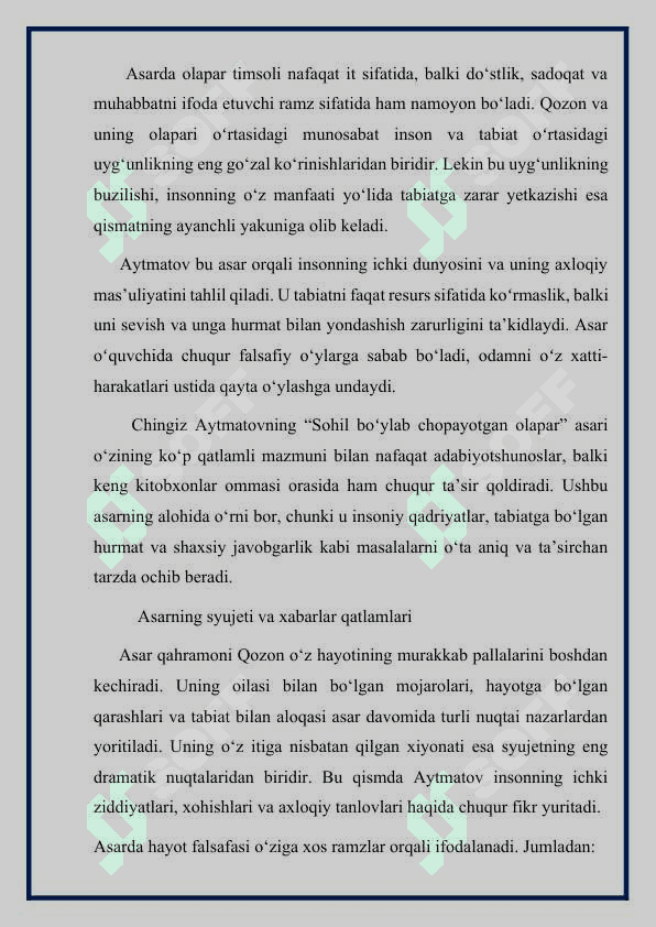 Chingiz Aytmatovning “Sohil boʻylab chopayotgan olapar” mavzusida yozgan essisi 3