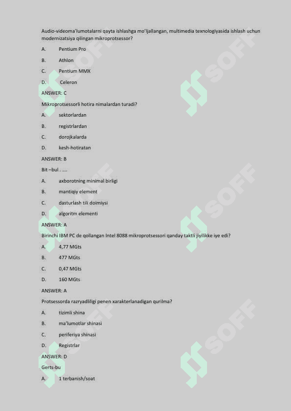 axborot kommunikatsiya texnologiyalari testlar javoblari 2