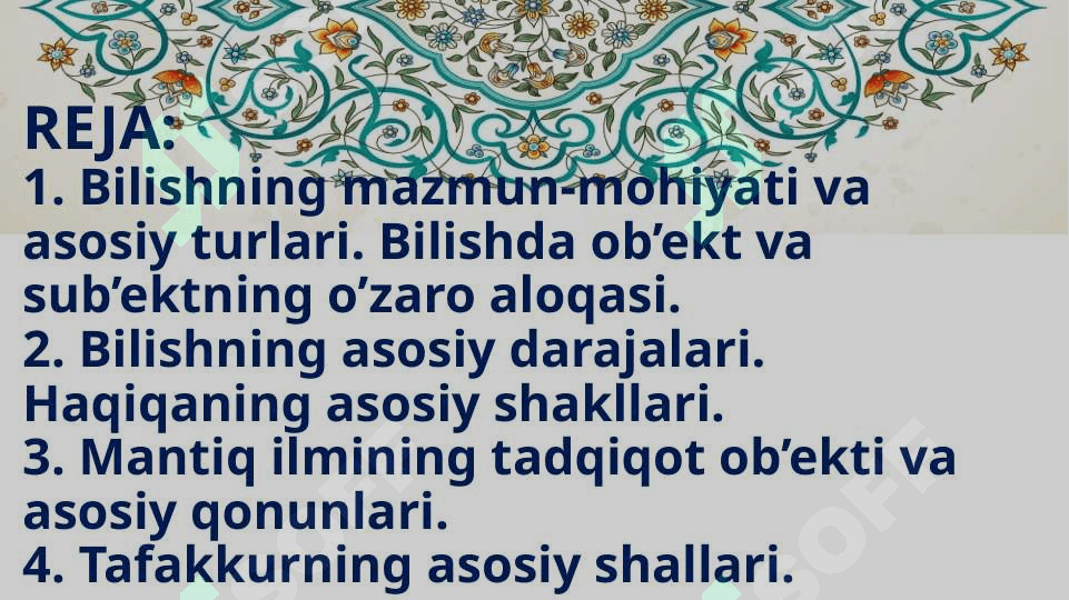 Bilish falsafasi (Gnoseologiya) va mantiq 2