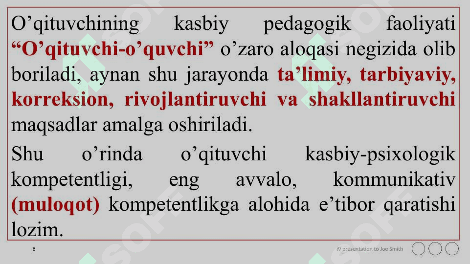PEDAGOGNING KASBIY KOMPETENTLIGI VA  KREATIV RIVOJLANISHI 8