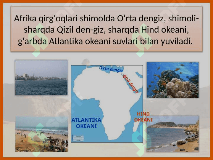 Afrikaning geografik o‘rni, siyosiy xaritasi, tabiiy resurslari 9-sinf geografiya 7