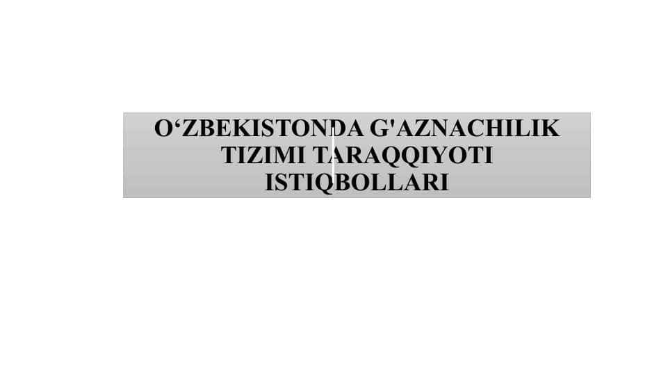 O‘ZBEKISTONDA G'AZNACHILIK TIZIMI TARAQQIYOTI ISTIQBOLLARI