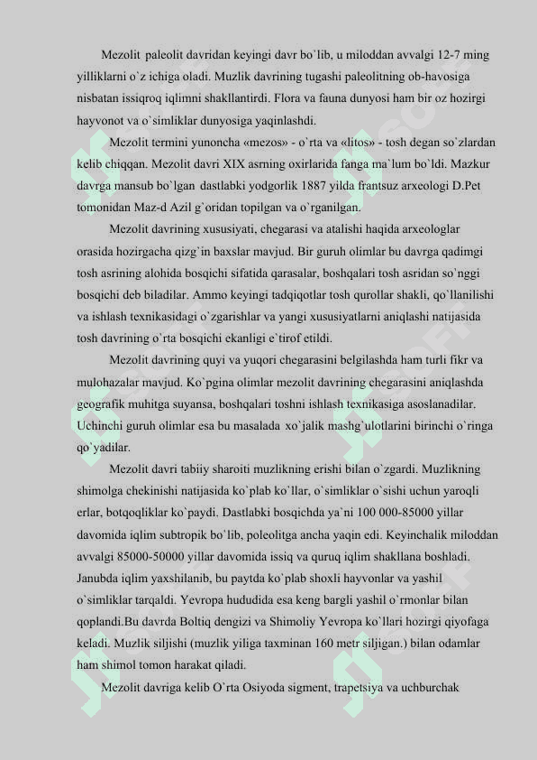 Mezolit davri xo‘jaligi va moddiy madaniyati» 3