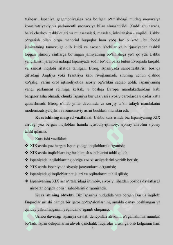 XIX ASR ISPAN INQILOBLARI   kurs ishi 3