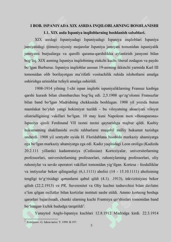 XIX ASR ISPAN INQILOBLARI   kurs ishi 5