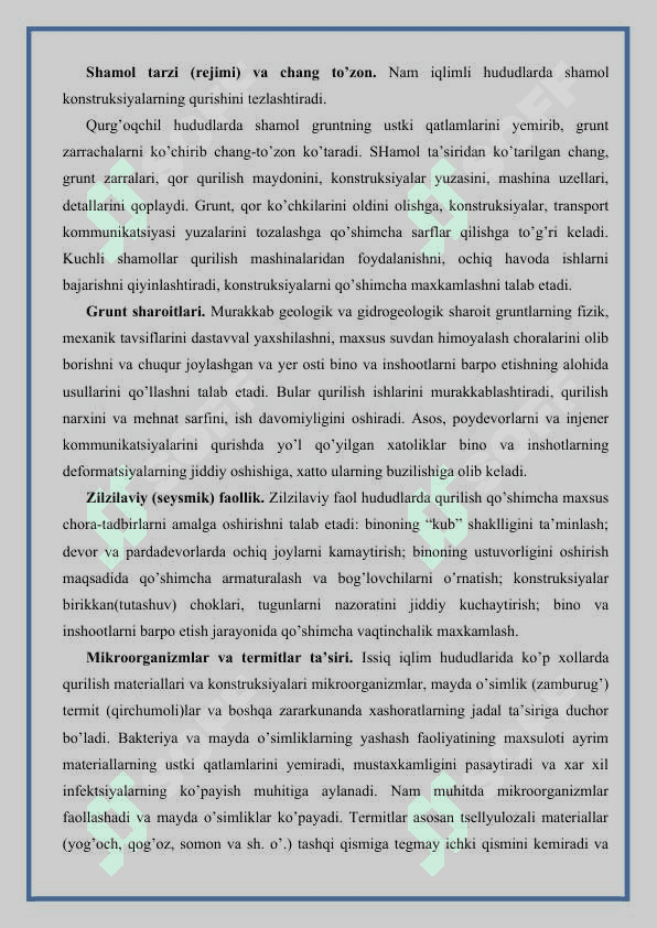 Ekstremal sharoitlarda bino va inshootlarni barpo etish 6