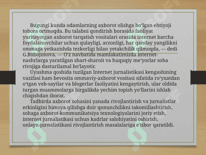 Internet jurnalistikasida kasb etikasi mavzusida 2