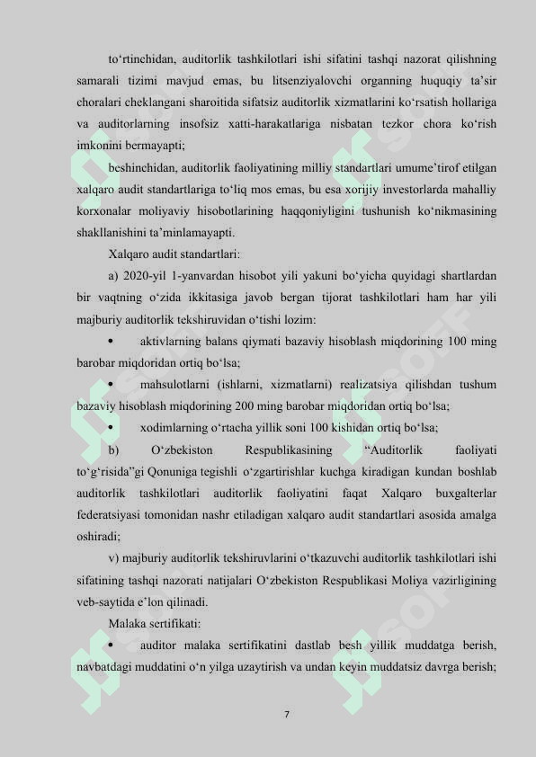 AUDITNING XALQARO STANDARTLARINI SINFLASHTIRISH VA O'ZBEKISTON RESPUBLIKASIDA QO'LLASH MASALALARI.doc 6