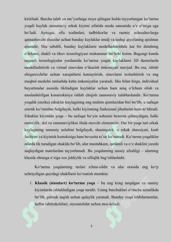 KO’TARMA YOQALI ERKAKLAR KUYLAGINI MODELLASHTIRISH 5
