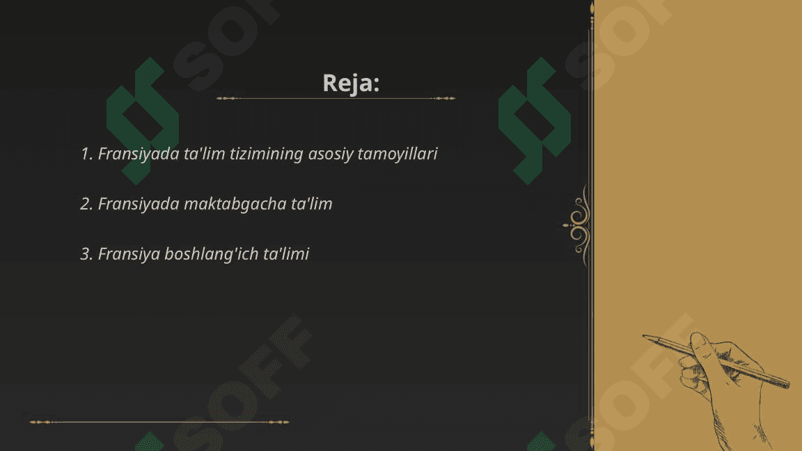 Fransiyada ta'lim siyosatining olib borilishi. Angliya ta'lim tizimi 2