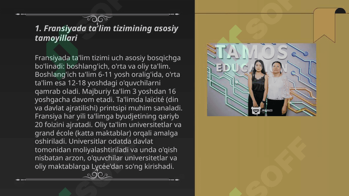 Fransiyada ta'lim siyosatining olib borilishi. Angliya ta'lim tizimi 3