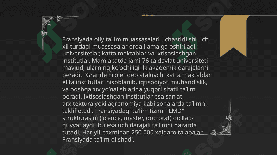 Fransiyada ta'lim siyosatining olib borilishi. Angliya ta'lim tizimi 7
