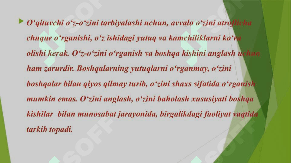 O‘z-o‘zini tarbiyalash va o‘z ustida ishlash. Pedagogika tajribani to‘plash tizimi. 4