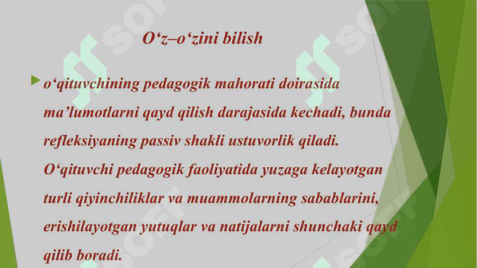 O‘z-o‘zini tarbiyalash va o‘z ustida ishlash. Pedagogika tajribani to‘plash tizimi. 8
