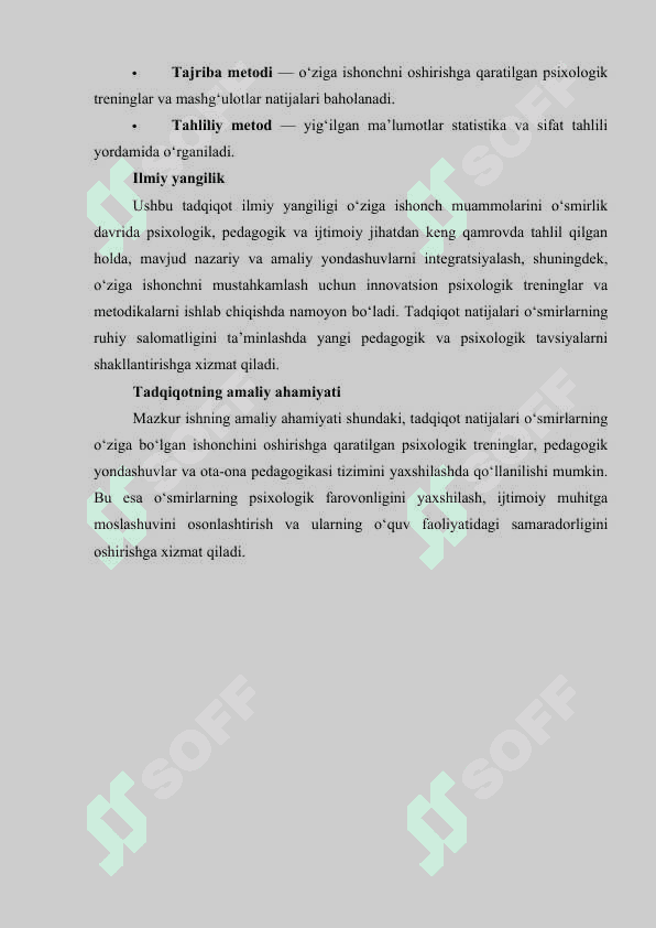 O'SMIRLIK DAVRIDA O'ZIGA ISHONCH MUAMMOLARI 5