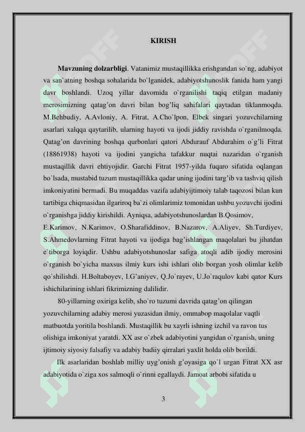 Kurs ishi Ozodlik harakatining adabiyotdagi talqini 3