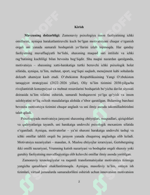 MOTIVATORLAR VA ULARNING FAOLIYATIGA ZAMONAVIY YONDASHUVLAR 2