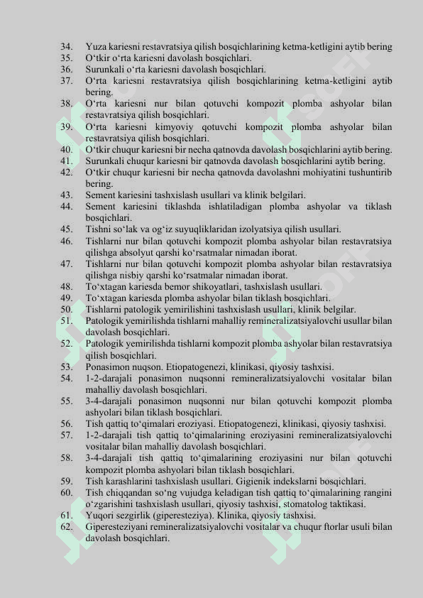 terapevtik stomatologiya 2-3 darajali malaka oshirish savollari 2