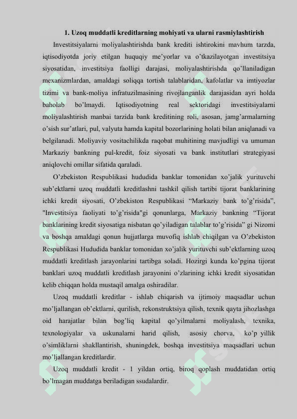 Investitsiya faoliyatini kreditlash 2