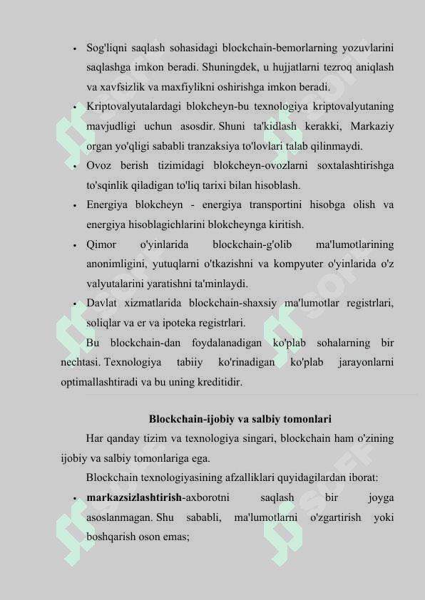 Blokcheyn texnologiyalari,  uning yaratilishi va ishlatilishi. 5