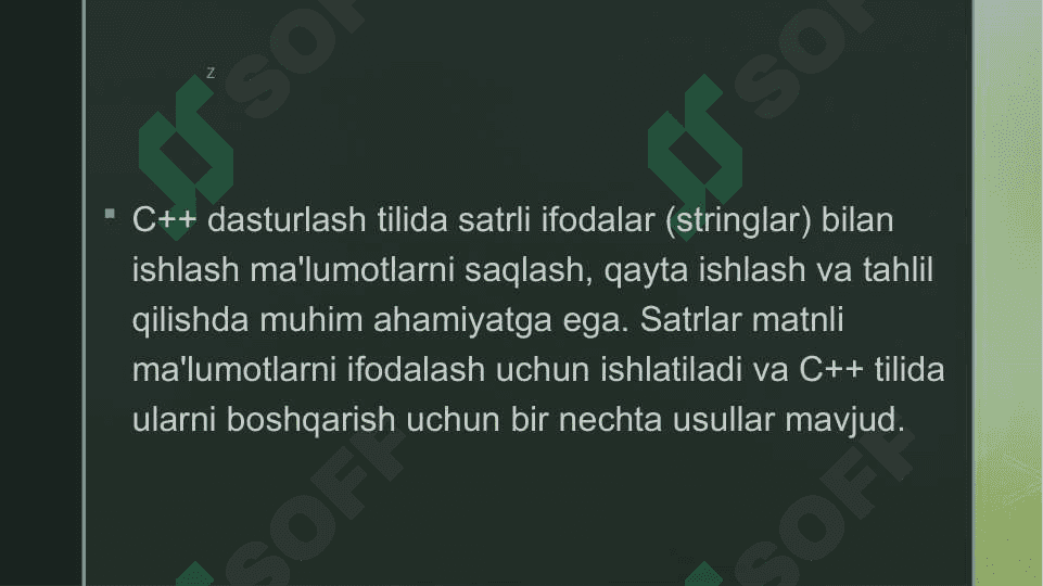 С++ dasturlash  tilida satrli ifodalar bilan ishlash 2