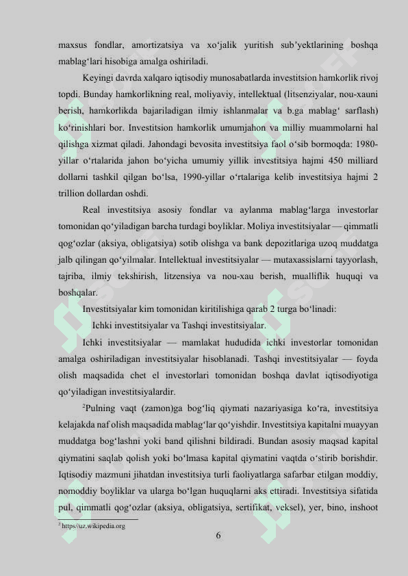XORIJIY INVESTITSIYALARNI JALB QILISH USULLARI VA SHAKLLARI 6