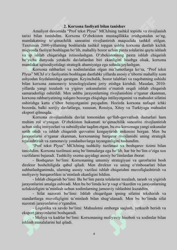 Amaliyot hisoboti Tekstil 4