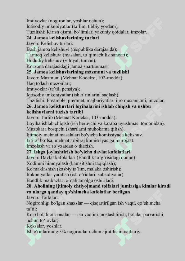 mehnat fanidan yakuniy test savollari javobi bilan 5