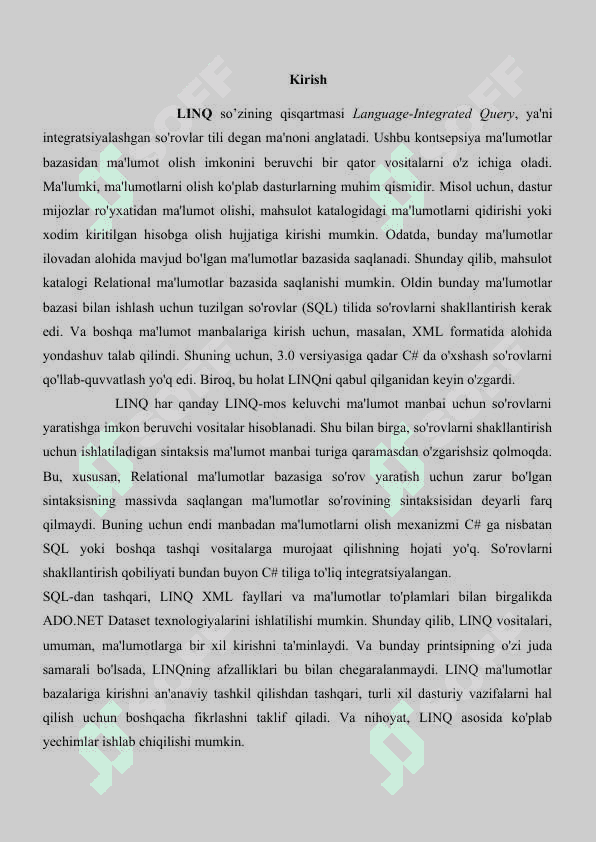 LINQ metodlarini o'rganish 2
