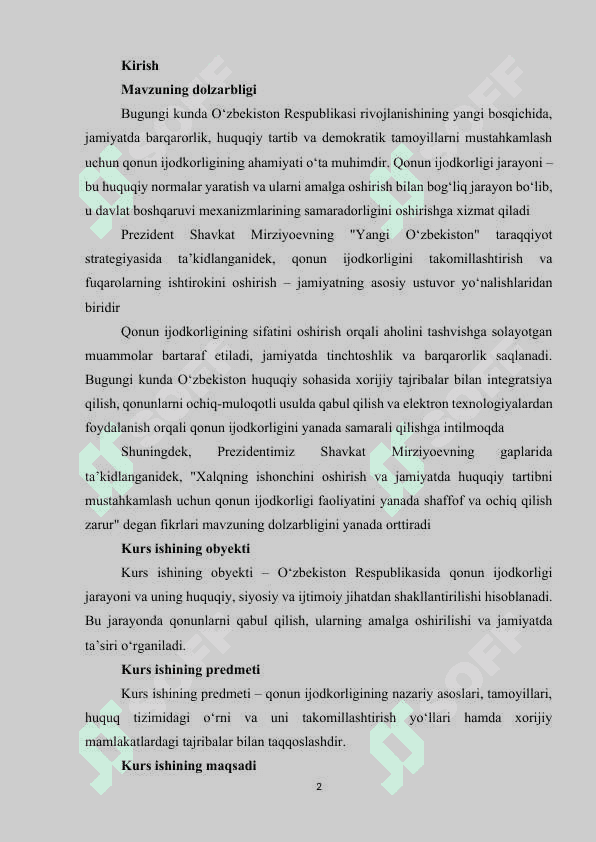 QONUN IJODKORLIGI VA UNING TAMOYILLARI 2