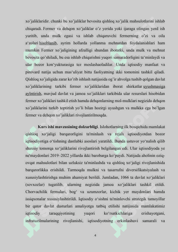AGROBIZNES VA UNING TURLARI” MAVZUSIDA kurs ishi 4