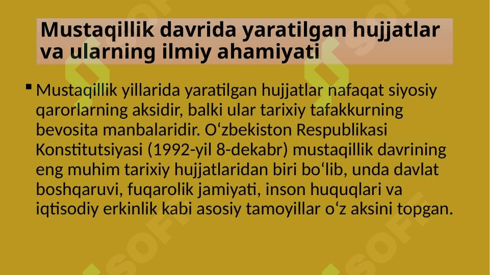 MUSTAQILLIK DAVRI MANBALARI 8